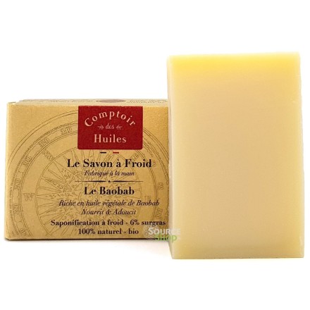 Savon BIO à l'huile de baobab - sans huile essentielle - Comptoir des Huiles