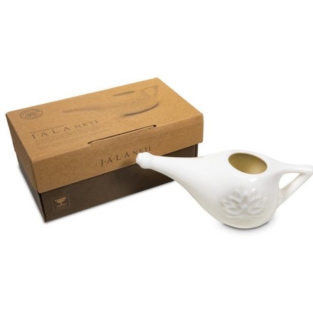Lota / NetiPot en céramique blanche + sel Himalaya