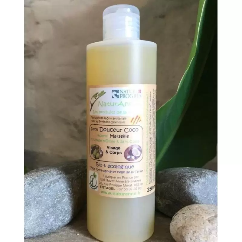 Savon de Marseille liquide BIO - Douceur coco - 250ml - NaturAnne