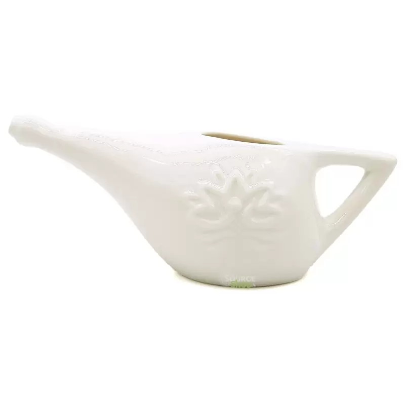 Lota / NetiPot en céramique blanche + sel Himalaya