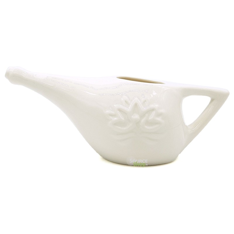 Lota / NetiPot en céramique blanche + sel Himalaya