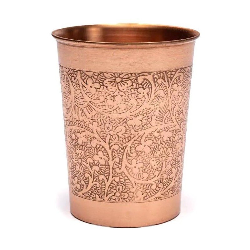 Gobelet en cuivre motif floral gravé - 250ml