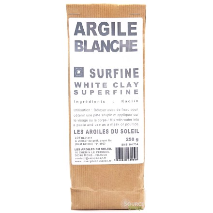 Argile blanche Kaolin - Surfine - Les Argiles du Soleil