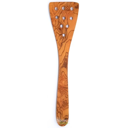 Spatule galbée percée en bois d'olivier - 30cm