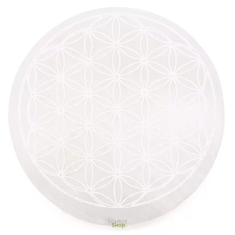 Plaque de rechargement en sélénite Fleur de Vie