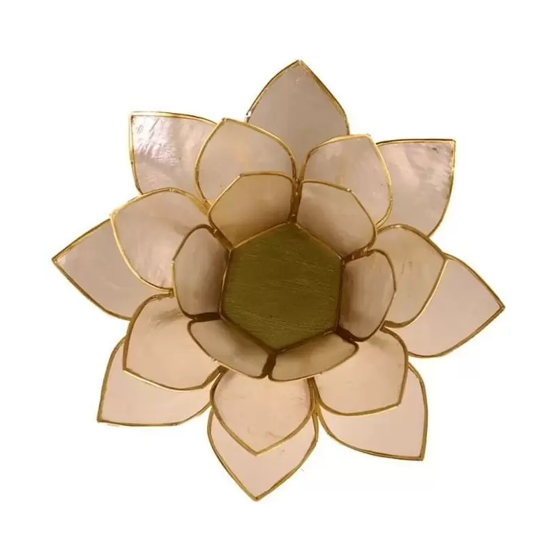 Bougeoir en coquillage Lotus blanc or