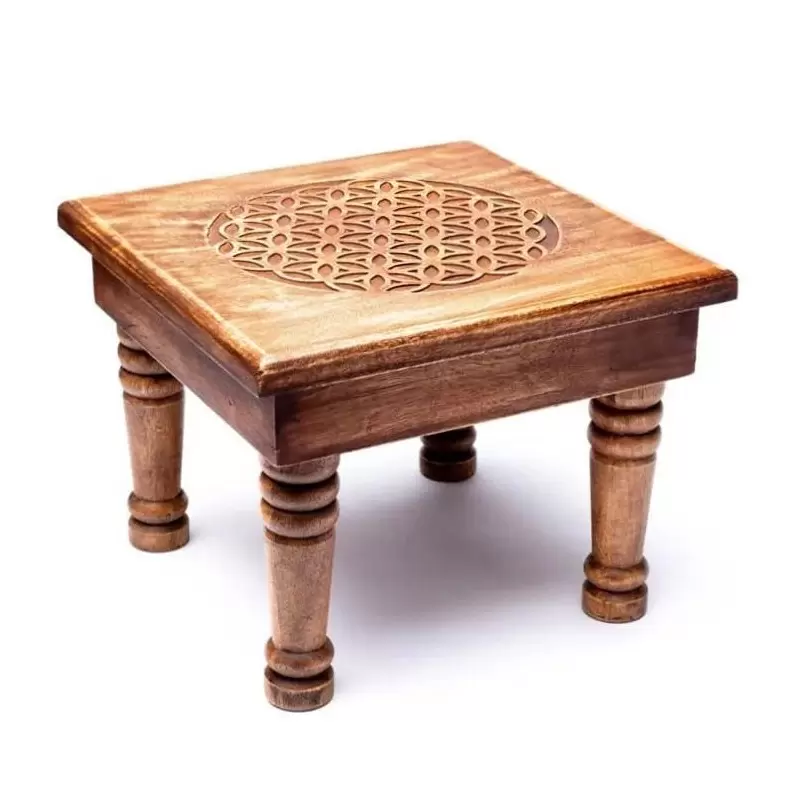 Table d'appoint en bois de manguier - Fleur de Vie