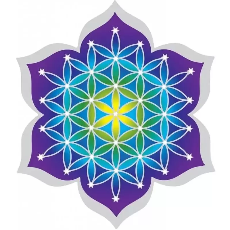 Grand adhésif / sticker attrape-soleil Fleur de Vie Lotus