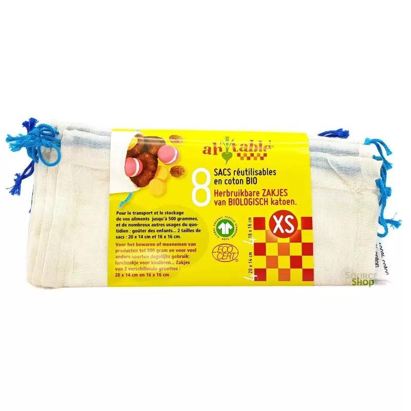 Lot de 5 sacs coton gradués réutilisables pour aliments - Ah! Table!
