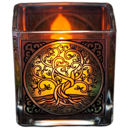 Photophore vitrail Arbre de Vie - Yggdrasil
