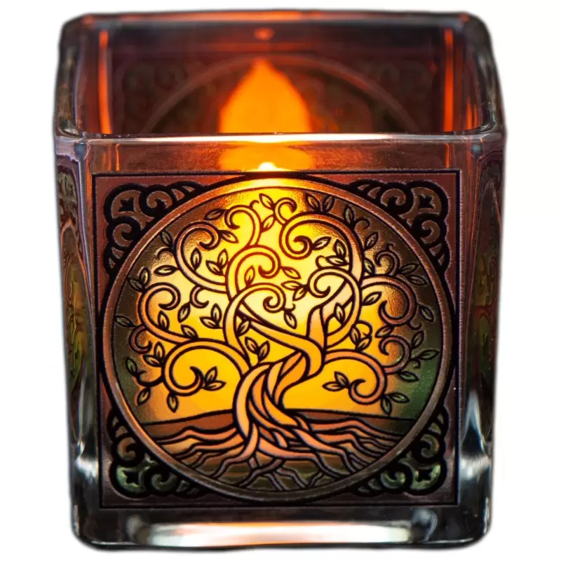 Photophore vitrail Arbre de Vie - Yggdrasil