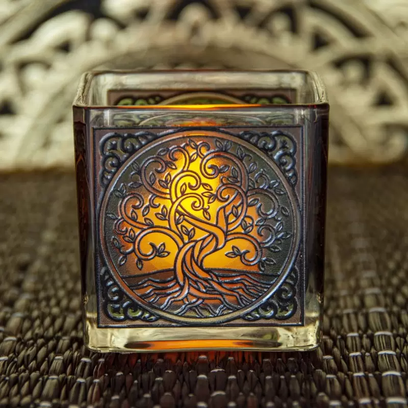 Photophore vitrail Arbre de Vie - Yggdrasil