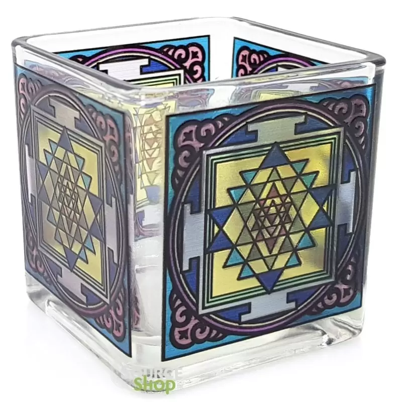 Photophore vitrail Shri Yantra