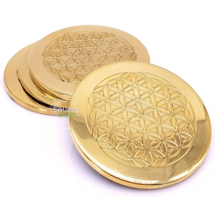 Lot de 4 Sous-Verre Fleur de Vie or - 10cm