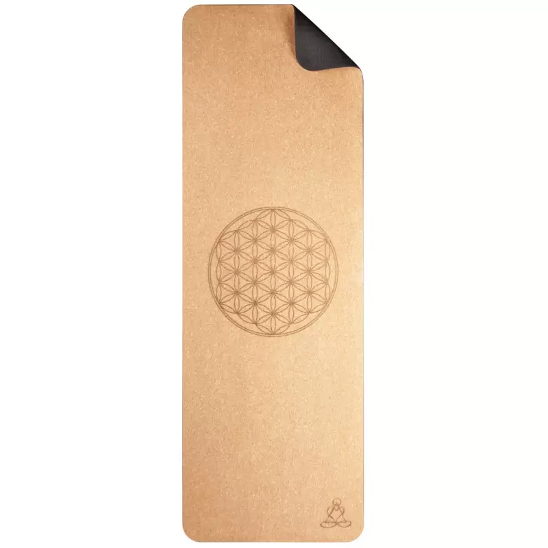 Tapis de yoga en liège écologique Fleur de Vie
