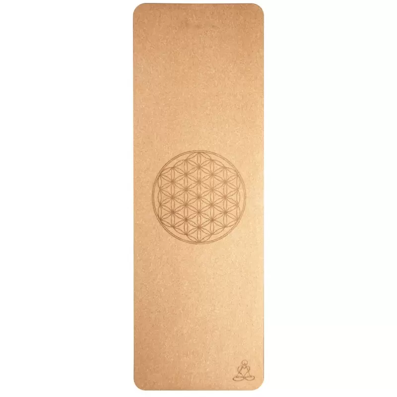 Tapis de yoga en liège écologique Fleur de Vie