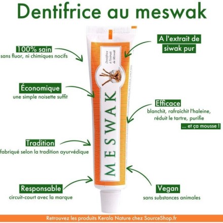 Dentifrice ayurvédique Meswak - siwak - 100g - Kerala Nature