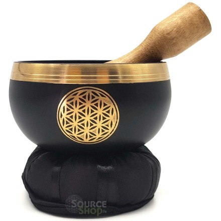Coffret bol chantant noir Fleur de Vie
