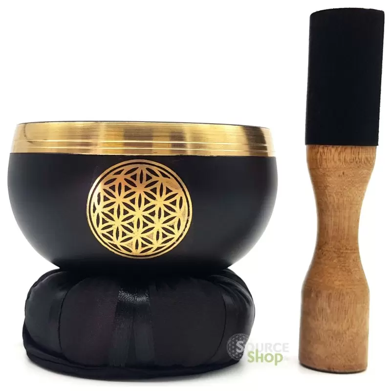 Coffret bol chantant noir Fleur de Vie
