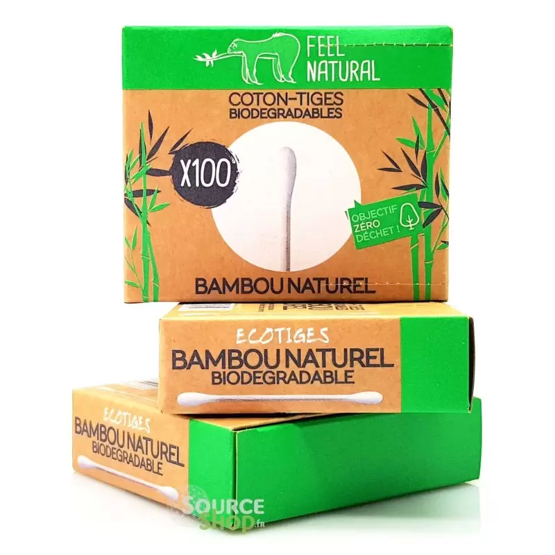 Coton-tiges en bambou biodégradables - 100 unités - Feel Natural