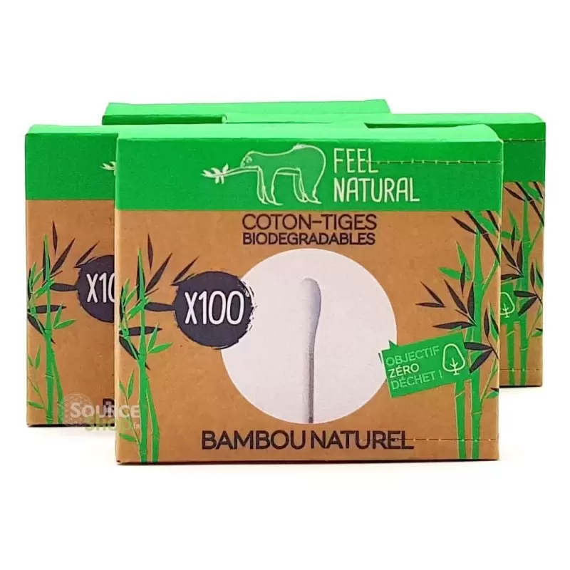 Coton-tiges en bambou biodégradables - 100 unités - Feel Natural