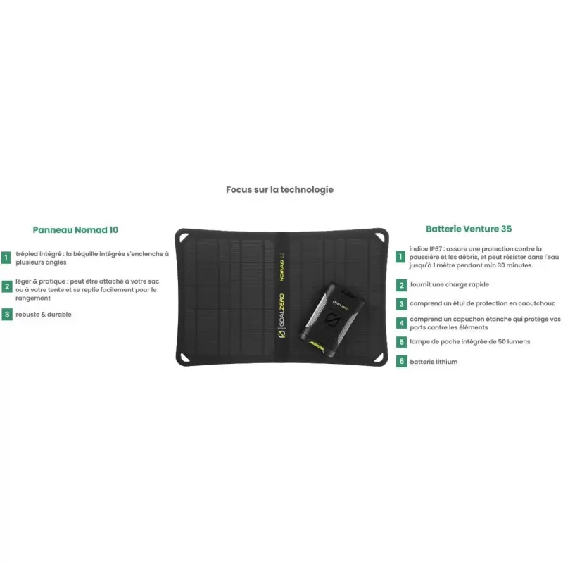 Kit batterie externe solaire + Panneau solaire Nomad 10W