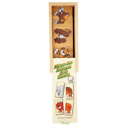 Jeu Mémory "Animaux de la Savane" en Tilleul & Hêtre du Jura
