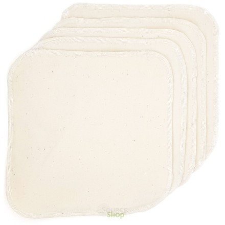 Lot de 5 grandes lingettes bébé réutilisable & lavable - coton BIO ultra-doux non teinté ni blanchi