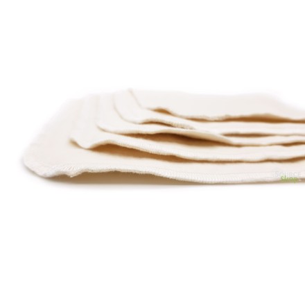 Lot de 5 grandes lingettes bébé réutilisable & lavable - coton BIO ultra-doux non teinté ni blanchi