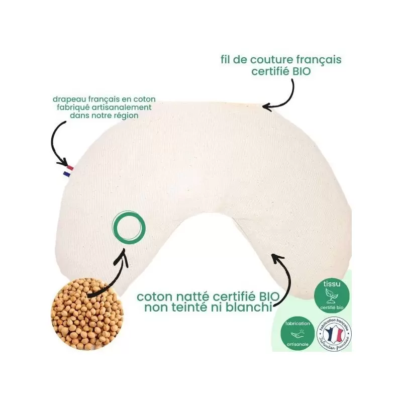 Coussin Bouillotte BIO cervicales & nuque en noyaux de cerises