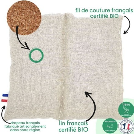 Coussin bouillotte BIO en graines de lin - Artisanal & Français