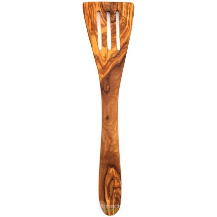 Spatule galbée striée en bois d'olivier - 30cm