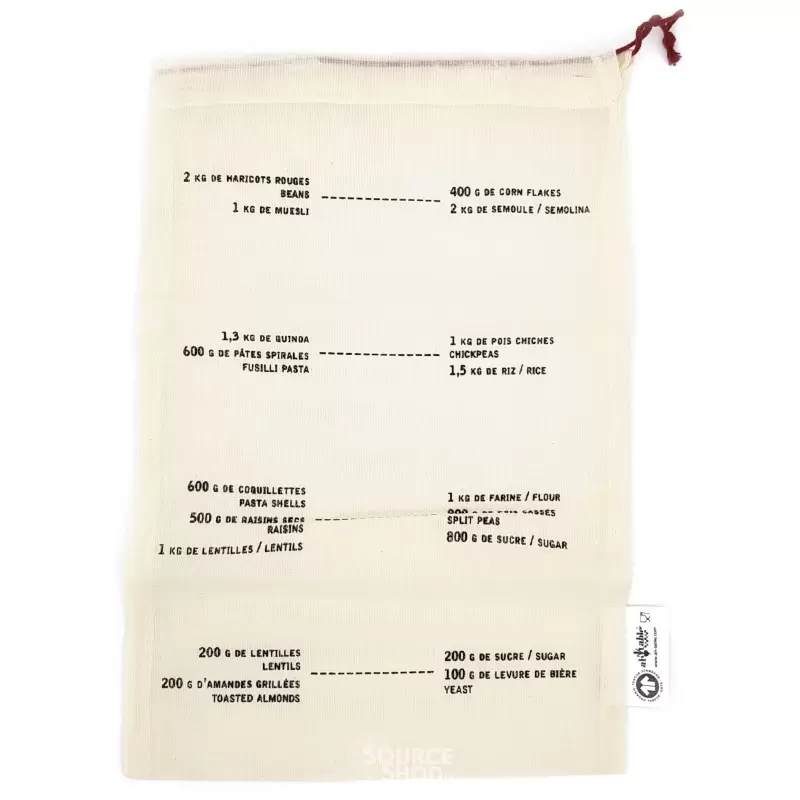 Lot de 5 sacs coton gradués réutilisables pour aliments - Ah! Table!