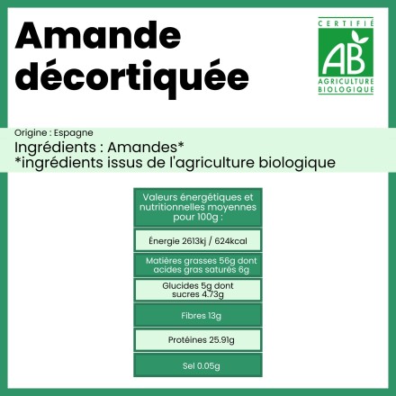 Amandes décortiquées BIO en vrac