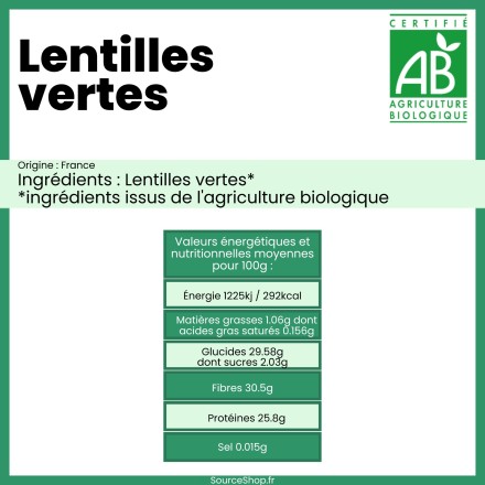 Lentilles vertes BIO en vrac