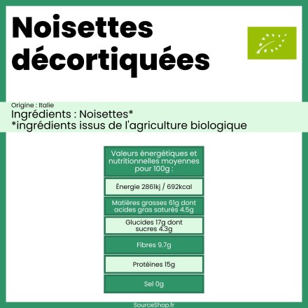 Noisettes décortiquées BIO en vrac