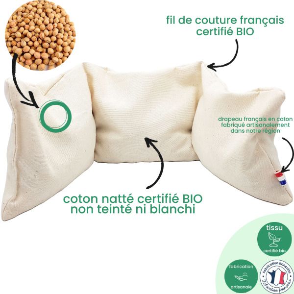 Bouillotte BIO ergonomique en Noyaux de Cerises - Artisanale & Française