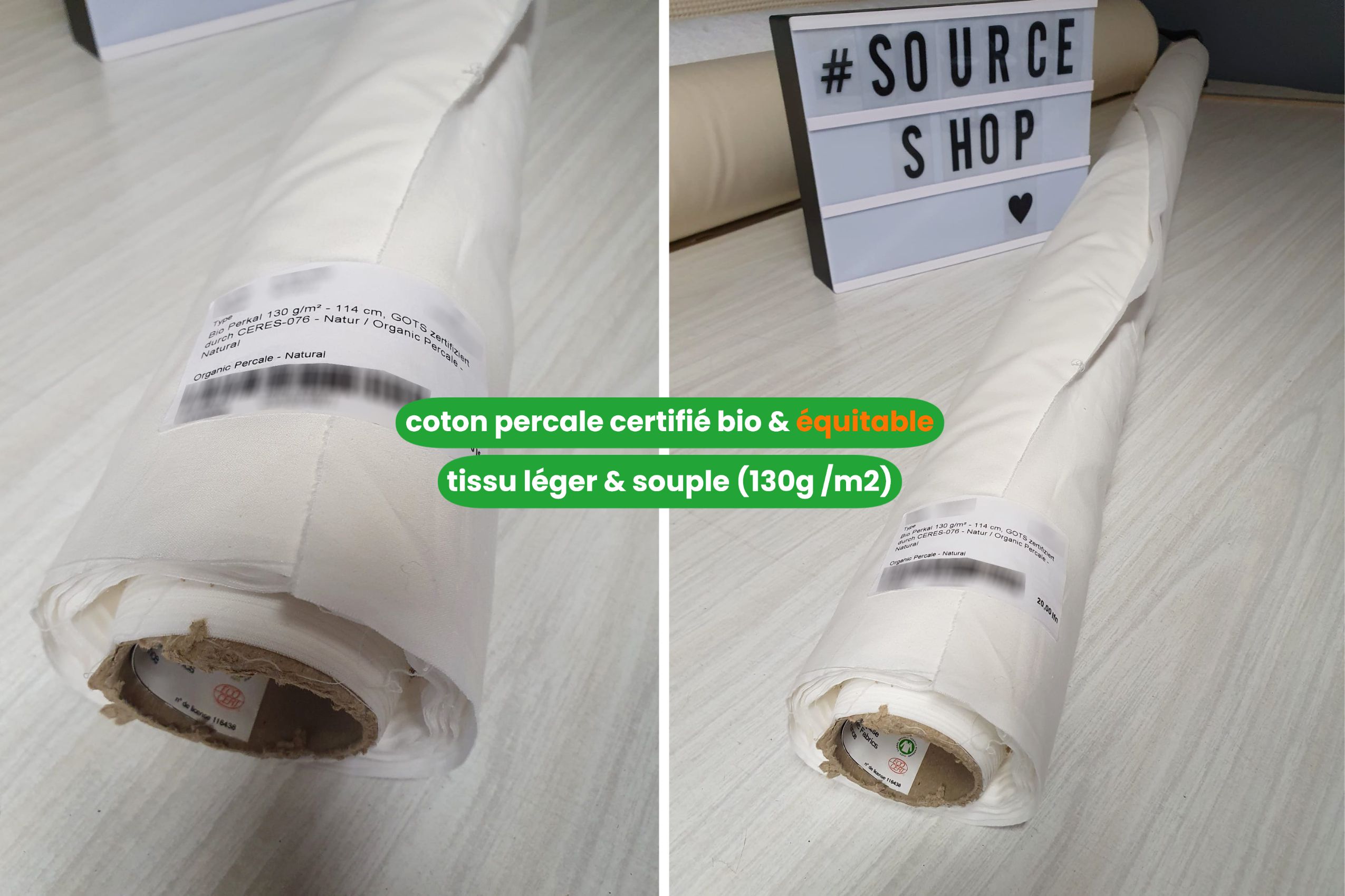 Tissu en coton percale bio pour la confection artisanale de l'oreiller en plumes et duvet Source Shop