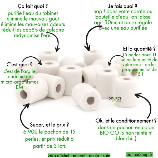Perles EM purificatrices d’eau – Naturelle, zéro déchet & réutilisable
